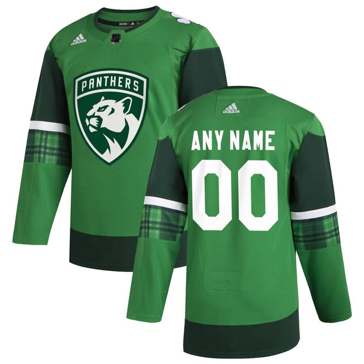 Men's Custom Florida Panthers Jersey, Custom NHL Florida Panthers 2020 St. Patrick’s Day Custom NHL Jersey Green