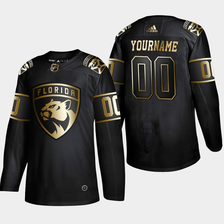 Custom Florida Panthers Jersey, Florida Panthers Custom #00 2019 NHL Golden Edition Black Player Jersey - Men's
