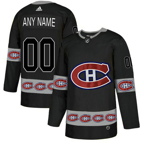 Men's Montreal Canadiens Custom Black Team Logos Fashion  Jersey