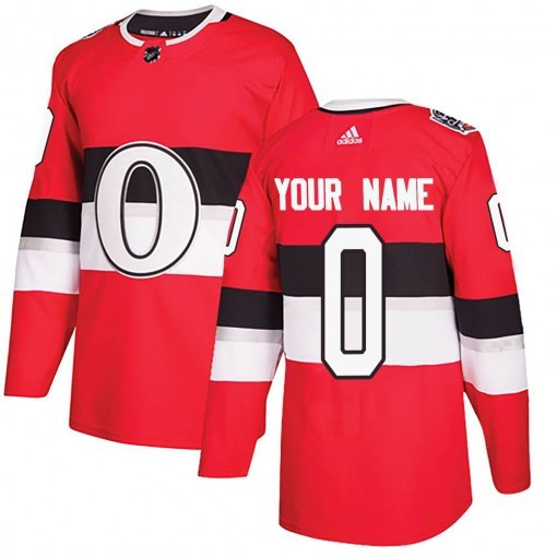 Custom Men's  Ottawa Senators  Red 2017 100 Classic Jersey