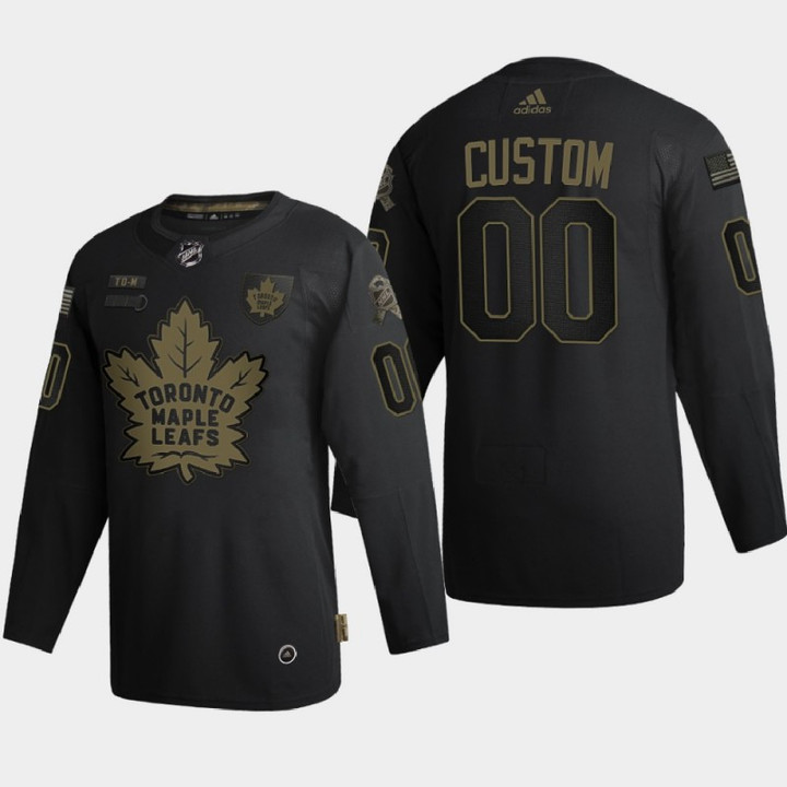 Youth's Toronto Maple Leafs Custom #00 2020 Veterans Day  Black Jersey