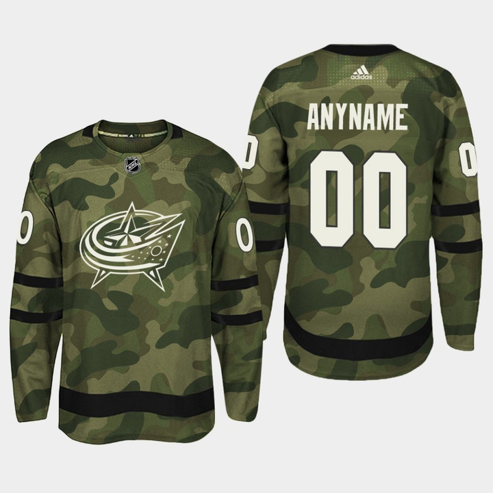 Columbus Blue Jackets Custom #00 2019 Armed Special Forces Jersey - Camo - Youth