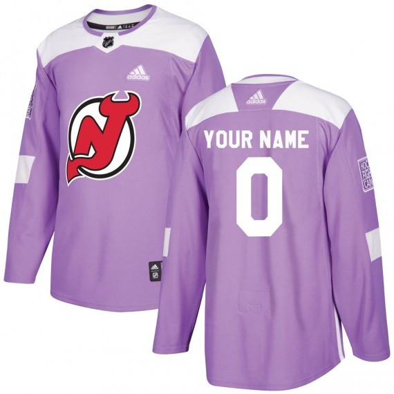 Custom Nj Devils Jersey, New Jersey Devils Custom Official Purple Men Fights Cancer Practice NHL Hockey Jersey