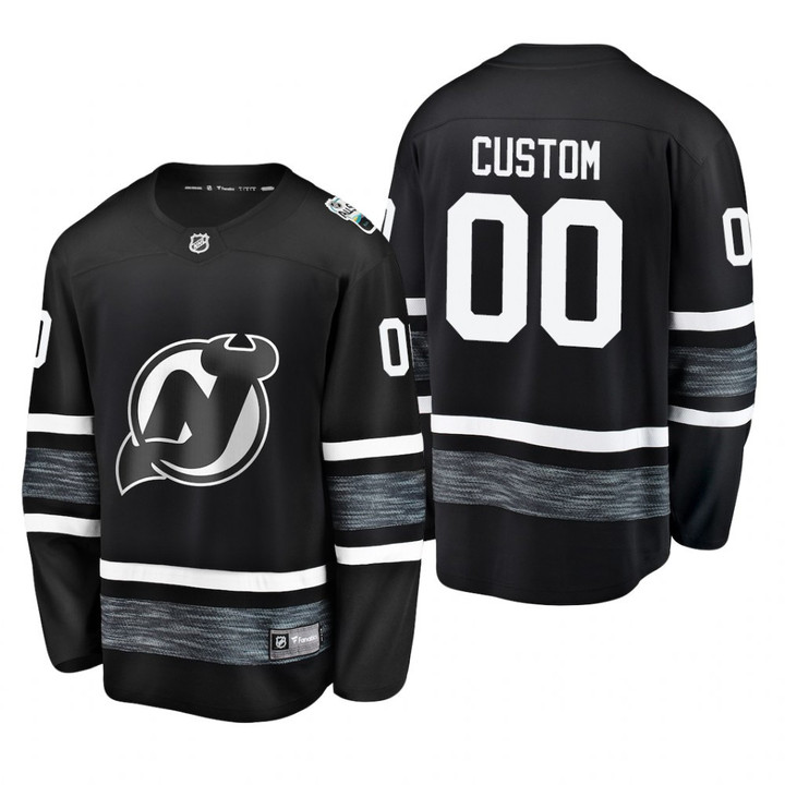 Custom Nj Devils Jersey, Youth's New Jersey Devils Custom #00 2019 NHL All-Star Replica Player Steal Jersey - Black