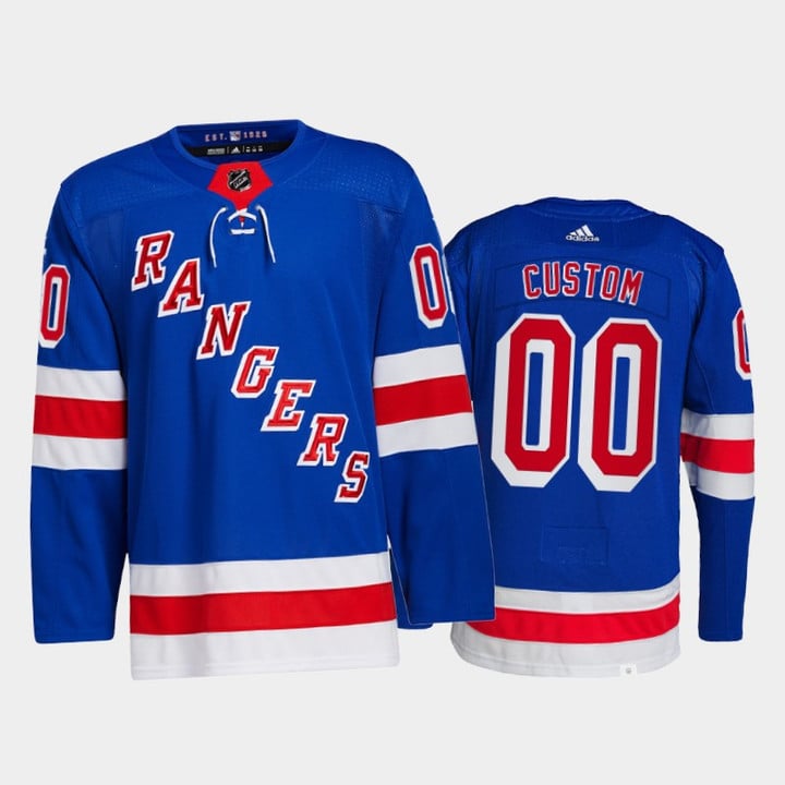 Men's 2021-22 New York Rangers Custom Primegreen Jersey Blue Home Uniform