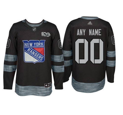 New York Rangers Black 1917-2017 100th Anniversary Stitched NHL Custom Jersey - Youth