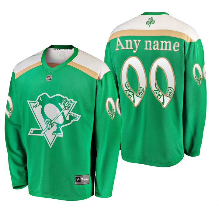 Pittsburgh Penguins Custom #00 2019 St. Patrick's Day Green Replica Jersey - Youth