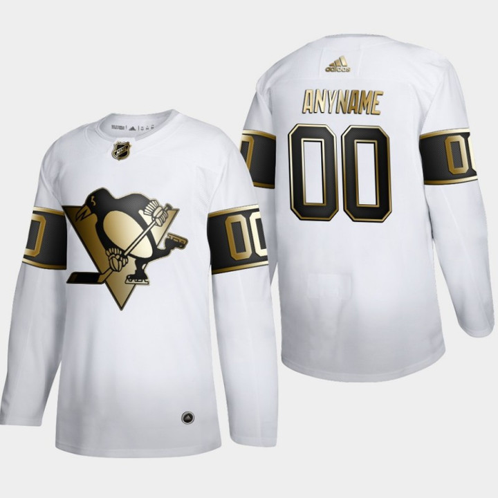 Men's Pittsburgh Penguins Custom #00 NHL Golden Edition White  Jersey