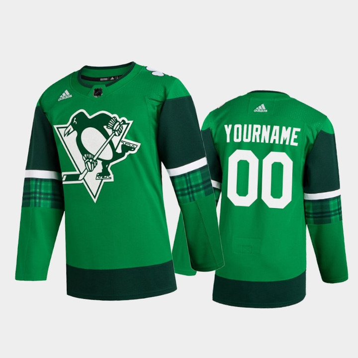 Pittsburgh Penguins Custom #00 2020 St. Patrick's Day  Player Jersey Green - Youth