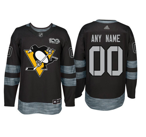 Youth's  Pittsburgh Penguins Black 1917-2017 100th Anniversary Stitched NHL Custom Jersey