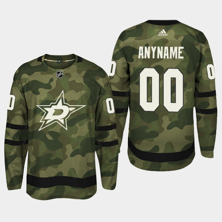 Men's Dallas Stars Custom #00 2019 Armed Special Forces Jersey - Camo