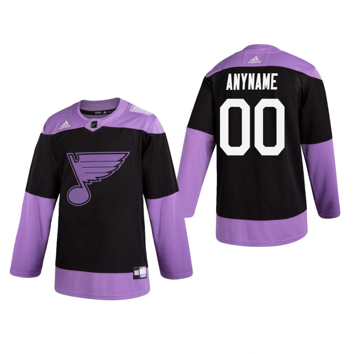 Custom #00 St. Louis Blues 2019 Hockey Fights Cancer Black Practice Jersey - Youth