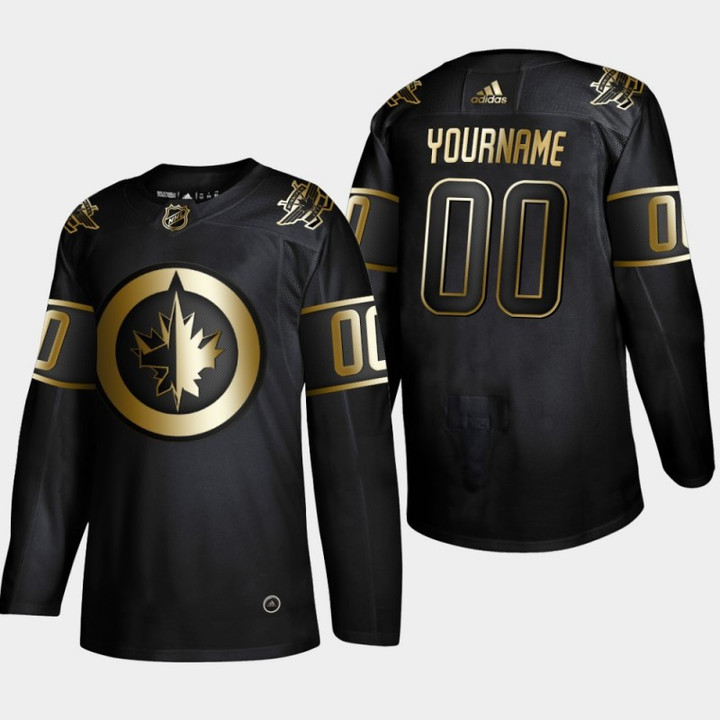 Men's Winnipeg Jets Custom #00 2019 NHL Golden Edition Black  Player Jersey
