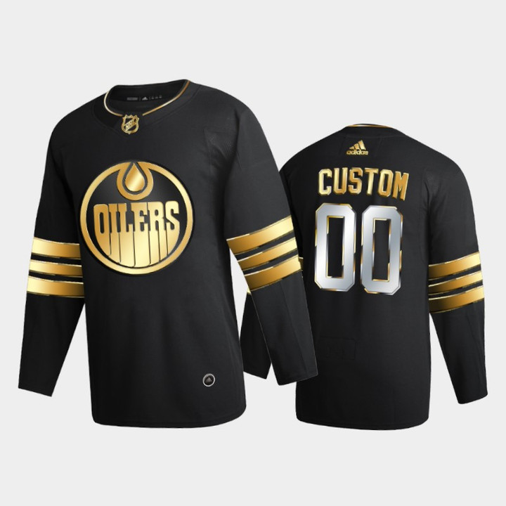 Men's Edmonton Oilers Custom #00 2020-21 Golden Edition Black Limited Jersey
