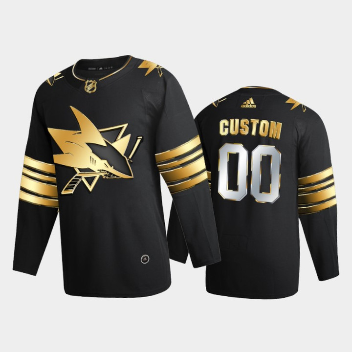 Men's San Jose Sharks Custom #00 2020-21 Golden Edition Black Limited  Jersey