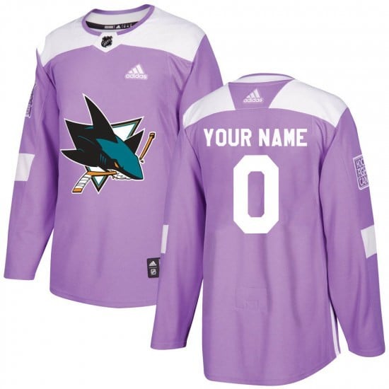 Custom San Jose Sharks Youth  Hockey Fights Cancer Jersey - Purple