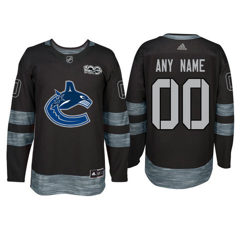 Vancouver Canucks Black 1917-2017 100th Anniversary Stitched NHL Custom Jersey - Youth