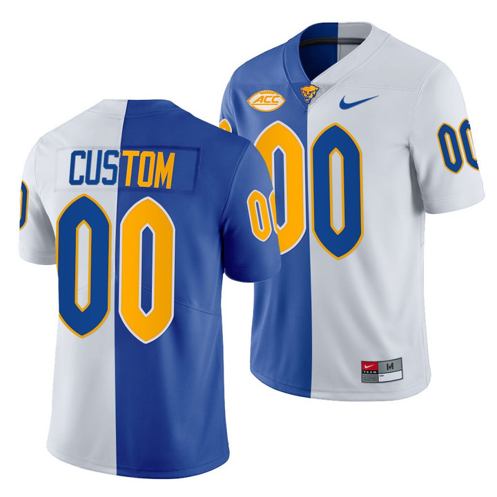 Pitt Panthers Custom 00 Jersey Royal White 2021-22 Split Edition Limited Football Uniform - Youth