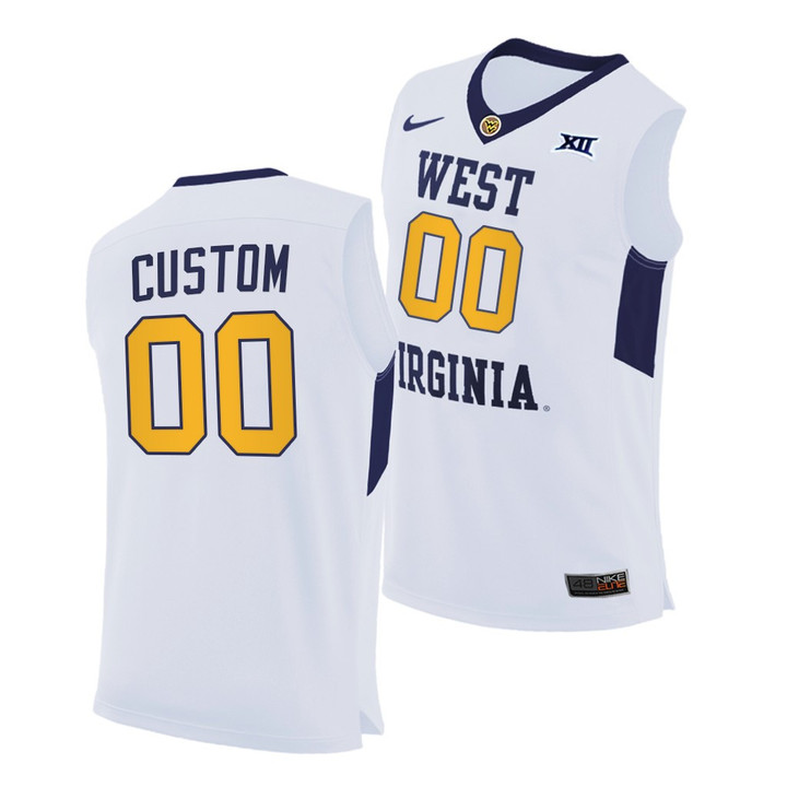 West Virginia Mountaineers Custom White 2020-21 Home Jersey Youth