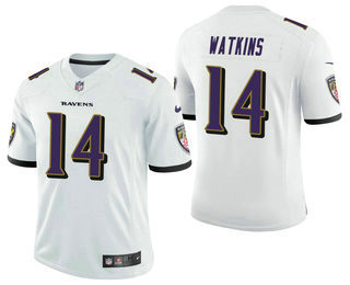 Men's Baltimore Ravens #14 Sammy Watkins White 2021 Vapor Untouchable Stitched Limited Jersey