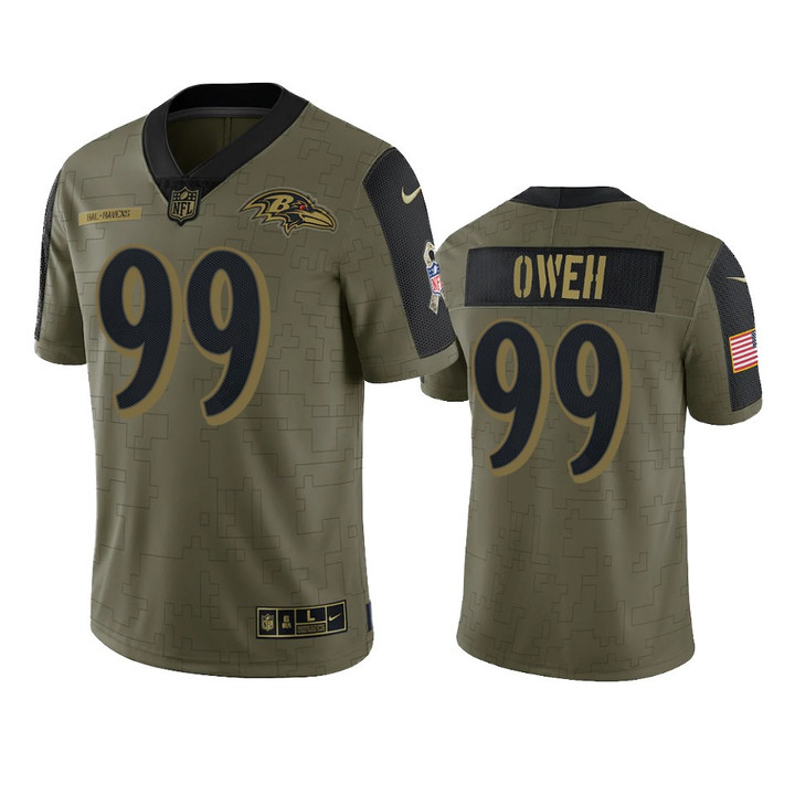 Baltimore Ravens Odafe Oweh Olive 2021 Salute To Service Limited Jersey - Youth