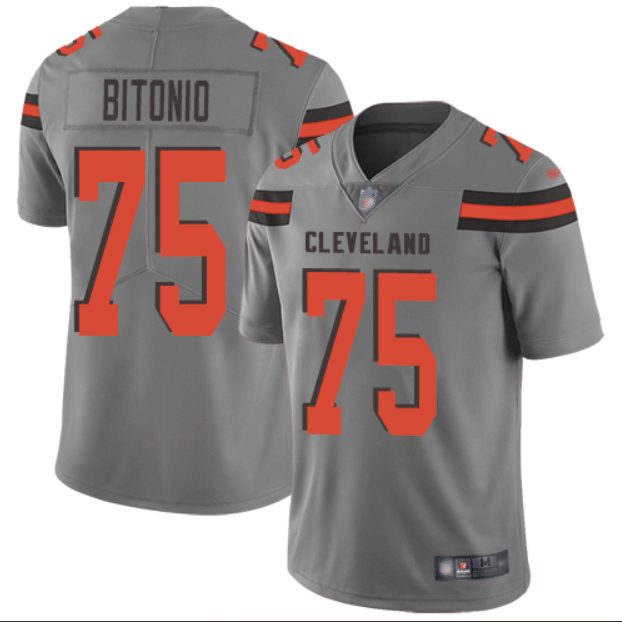 Limited Men's Joel Bitonio Gray Jersey - #75 Football Cleveland Browns Inverted Legend