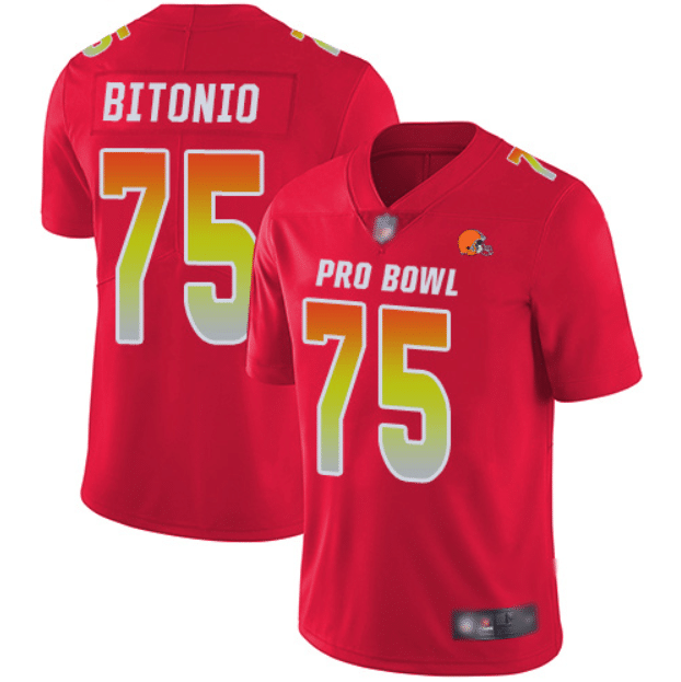 Limited Men's Joel Bitonio Red Jersey - #75 Football Cleveland Browns AFC 2019 Pro Bowl