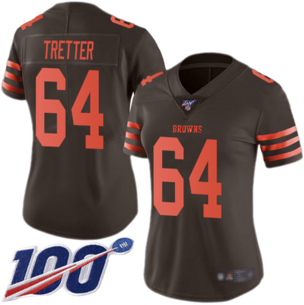 Limited Women's JC Tretter Brown Jersey - #64 Football Cleveland Browns 100th Season Rush Vapor Untouchable