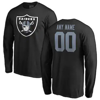 Youth Las Vegas Raiders Customized Icon Long Sleeve Shirt - Black