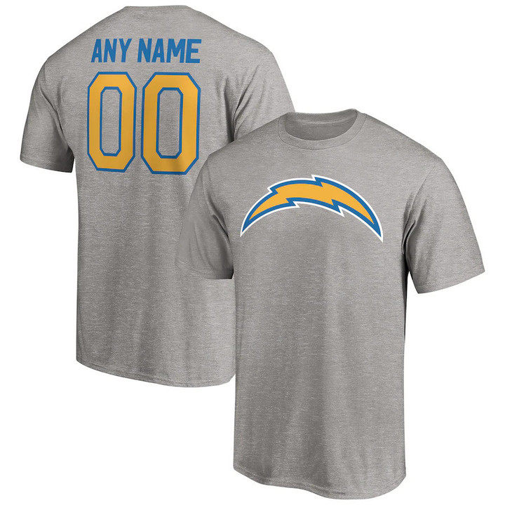 Youth Heathered Gray Los Angeles Chargers Customized Winning Streak Name & Number Shirt
