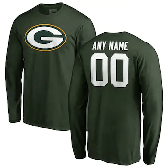 Green Bay Packers Customized Icon Name & Number Long Sleeve T-Shirt - Green