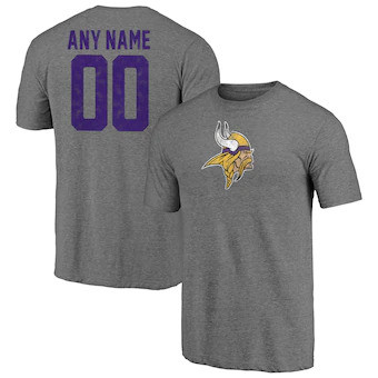 Youth Minnesota Vikings Customized Heritage Name & Number Tri-Blend T-Shirt - Heathered Gray