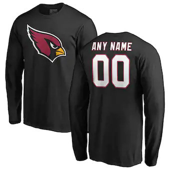 Youth Arizona Cardinals Customized Icon Name & Number Long Sleeve T-Shirt - Black