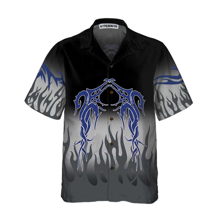 Flame And Dragon Tattoo Hawaiian Shirt, Flame Print Hawaiian Shirt, Flame Shirt For Men And Women
