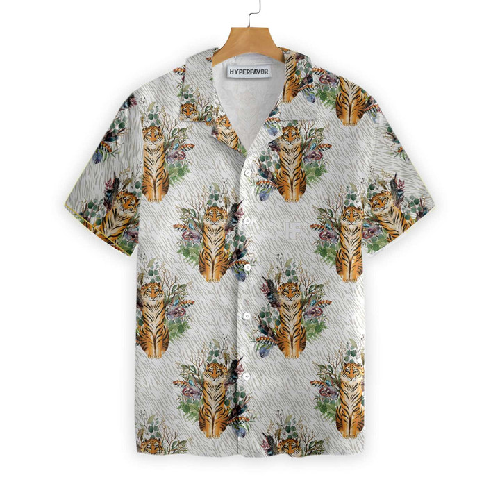 Floral Boho Tiger Shirt For Men Hawaiian Shirt