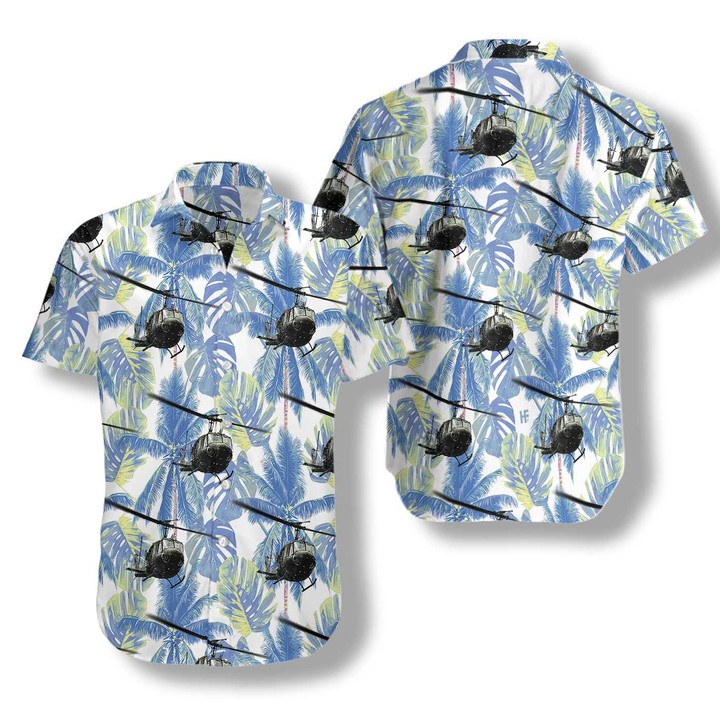 Navy Bell Twin Huey Hawaiian Shirt