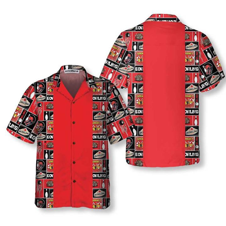 Red Bowling Hawaiian Shirt, Bowling Balls And Pins Shirt, Best Gift For Bowling Players