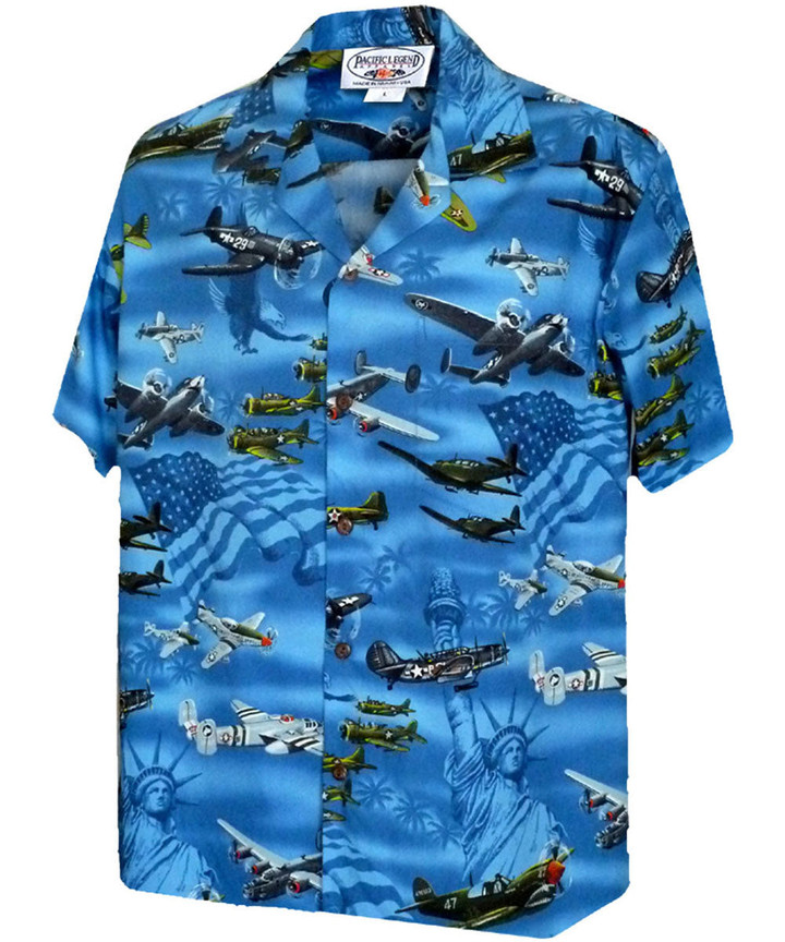 Vintage Wings of Liberty Blue Hawaiian Shirt