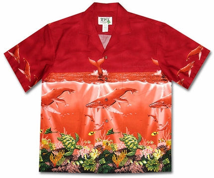 Humpback Heaven Red Hawaiian Shirt