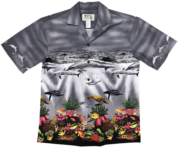 Colorful Reef Gray Hawaiian Shirt