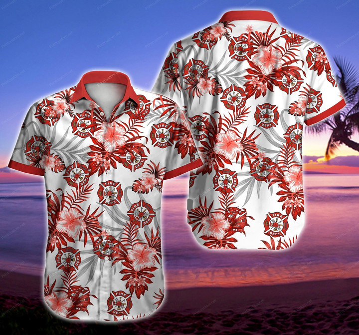 Firefighter Hawaii Shirt Nb Summer Button Up Shirt For Men Beach Wear Short Sleeve Hawaii Shirt