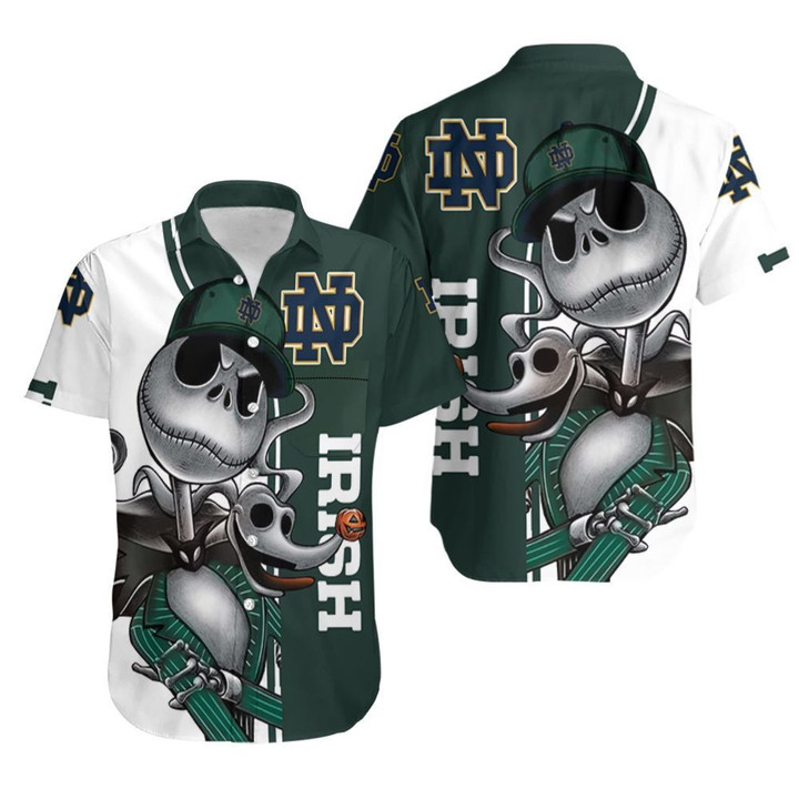 Notre Dame Fighting Irish jack skellington and zero Hawaiian Shirt