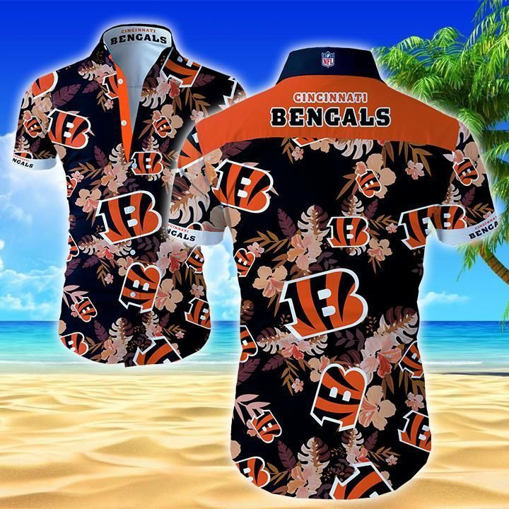 Nfl Cincinnati Bengals Hawaiian Shirt Summer Button Up Shirt For Men Beach Wear Short Sleeve Hawaii Shirt