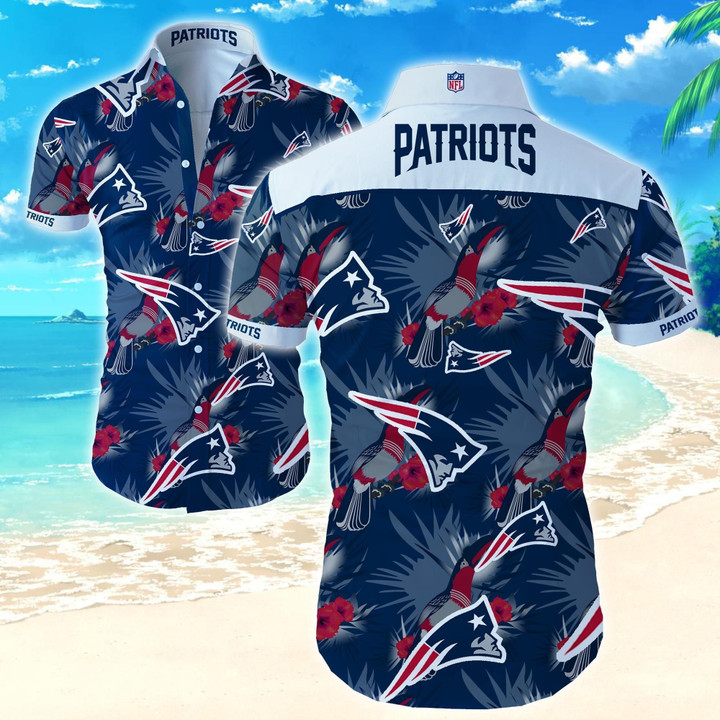 Nfl New England Patriots Hawaiian Shirt Summer Button Up Shirt For Men Beach Wear Short Sleeve Hawaii Shirt