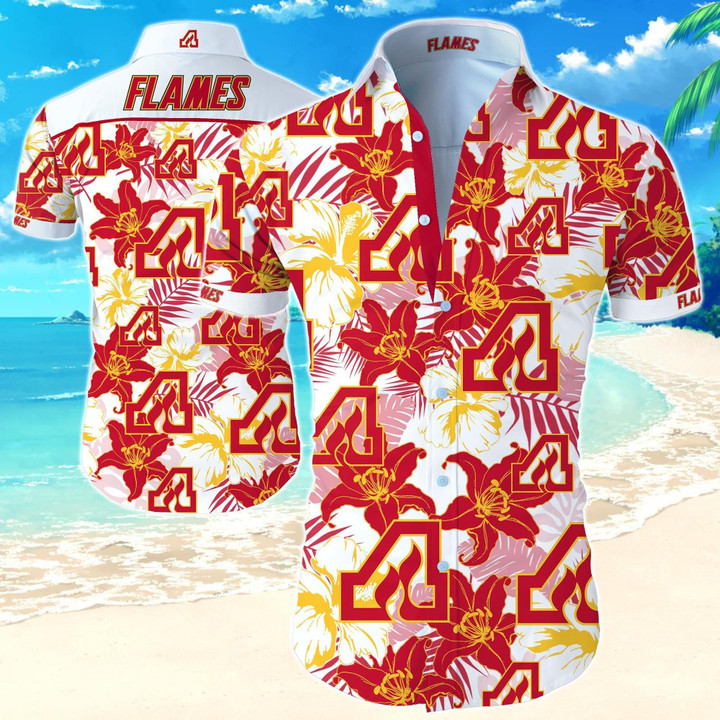 Atlanta Flames Hawaiian Shirt Summer Button Up Shirt For Men Beach Wear Short Sleeve Hawaii Shirt