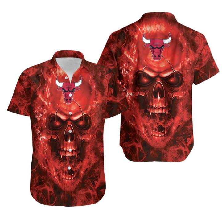 Chicago Bulls Nba Fan Skull Hawaiian Shirt
