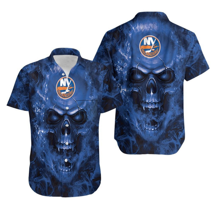 New york Islanders NHL fan skull Hawaiian Shirt