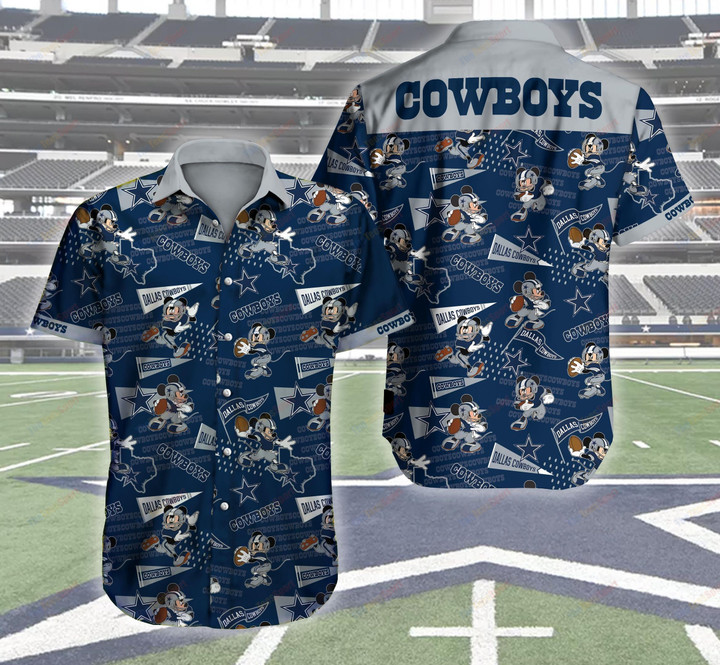 NFL Dallas Cowboys Football Logo Mickey Mouse Hawaii 3d Shirt DS0-01170-HWS