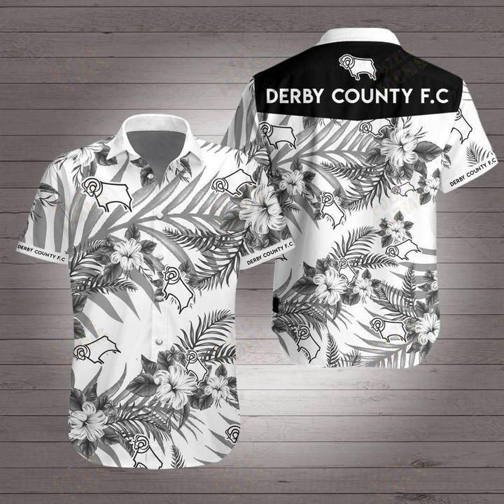 Derby county football club Hawaiian Shirt White Men Women Beach Wear Short Sleeve Hawaii Shirt