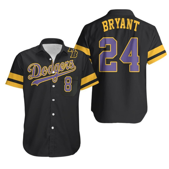 Los Angeles Dodgers Kobe Bryant 24 Mlb Throwback Black Jersey Inspired Style Hawaiian Shirt